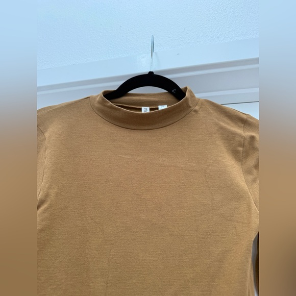 ANWND Brown Mock Neck Long Sleeve Crop Top Classic Versatile Fall Chic Size M/L - Picture 4 of 7